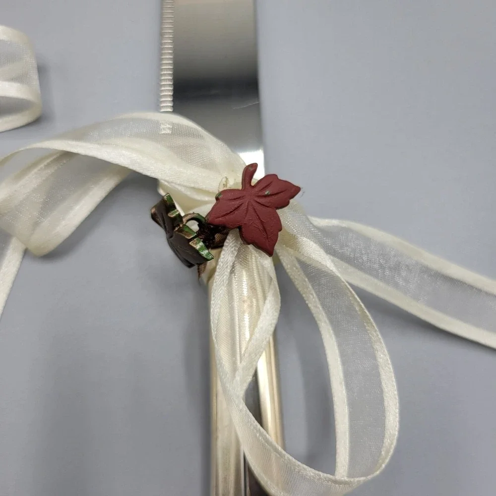 Lenox Wedding Promises 2 Piece Dessert Set Knife Server Silver Handles w/ Hearts